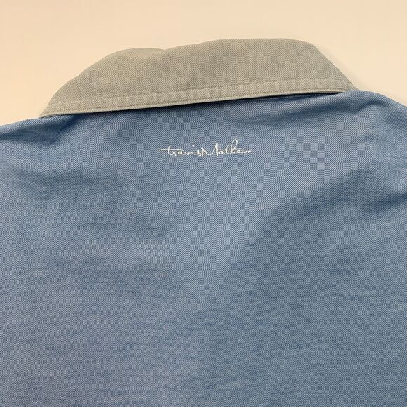 Travis Mathew Polo Shirt Mens S Small Evening Blue Short Sleeve Cotton Blend - Picture 8 of 10